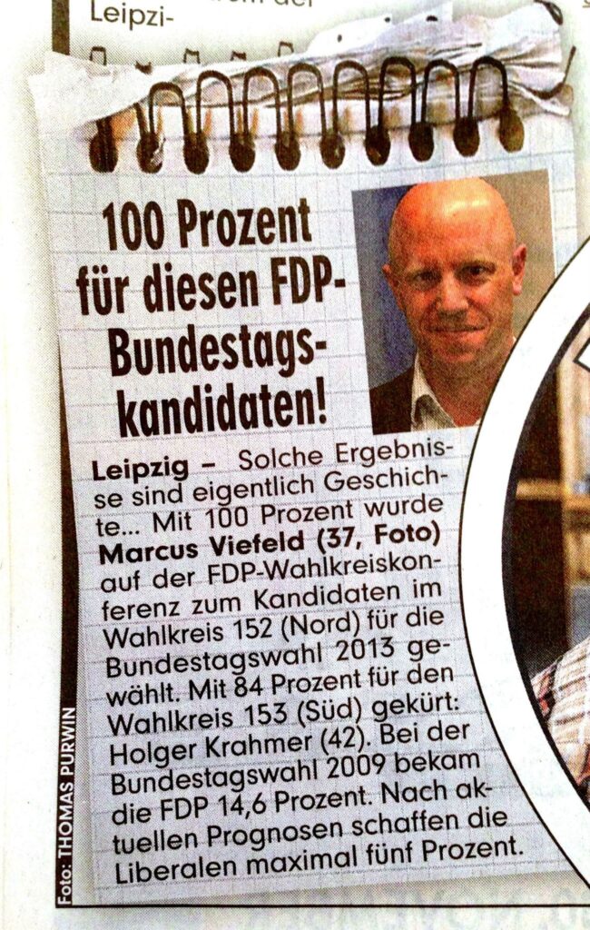 Bild-Zeitung vom 19.11.2012: 100 Prozent für diesen FDP-Bundestagskandiaten